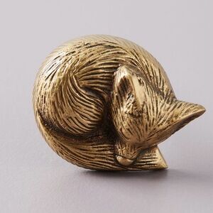 4 Anthropologie Gold Fox drawer pull knobs